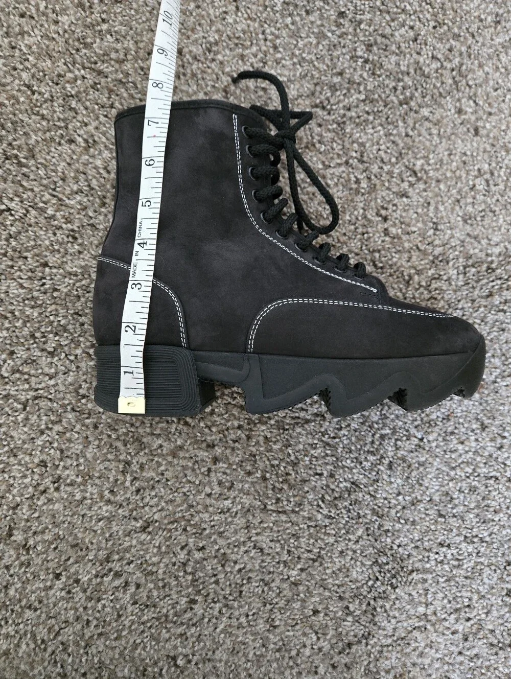 iRi NYC Arom Nubuck Leather Lace-Up Boot in Black Women's EU 37 US 7